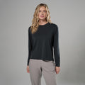 Black Montane Women's Alhena Merino Blend Long Sleeve T-Shirt Model Front FALSTBLA