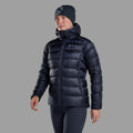 Eclipse Blue Montane Women's Anti-Freeze XT Hooded Down Jacket Model Front FAXTHECL