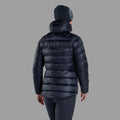 Eclipse Blue Montane Women's Anti-Freeze XT Hooded Down Jacket Model Back FAXTHECL