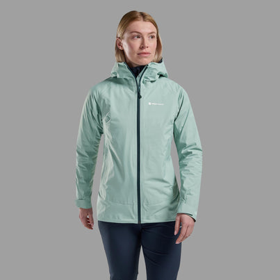 Sea Mist Montane Women's Cetus Waterproof Jacket Front FCTJASEA