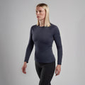 Eclipse Blue Montane Women's Dart Long Sleeve T-Shirt Model Front FDLSTECL