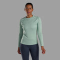 Sea Mist Montane Women's Dart Long Sleeve T-Shirt Model Front FDLSTSEA