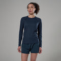 Eclipse Blue Montane Women's Dart Nano Long Sleeve T-Shirt Regular Fit Model Front FDNLRECL