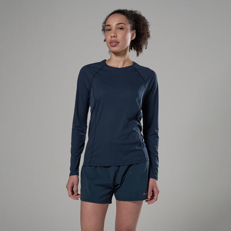 Eclipse Blue Montane Women's Dart Nano Long Sleeve T-Shirt Front FDNLSECL