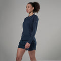 Eclipse Blue Montane Women's Dart Nano Long Sleeve T-Shirt Regular Fit Model 3 FDNLRECL