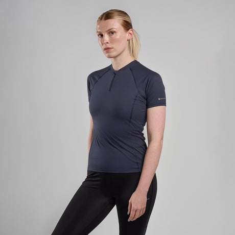 Eclipse Blue Montane Women's Dart Nano Zip T-Shirt Front FDNZTECL