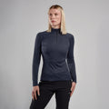 Eclipse Blue Montane Women's Dart Zip Neck T-Shirt Model Front FDRZIECL