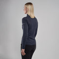 Eclipse Blue Montane Women's Dart Zip Neck T-Shirt Model Back FDRZIECL