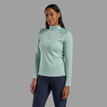 Sea Mist Montane Women's Dart Zip Neck T-Shirt Model Front FDRZISEA