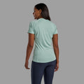 Sea Mist Montane Women's Dart T-Shirt Model Back FDTTSSEA