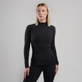Black Montane Women's Dart XT Thermal Zip Neck T-Shirt Model Front FDXZNBLA
