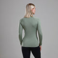 Pale Sage Montane Women's Dart XT Thermal Zip Neck T-Shirt Model Back FDXZNSAG