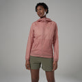 Pink Clay Montane Women's Featherlite Hooded Windproof Jacket Model Front FFELHPCL
