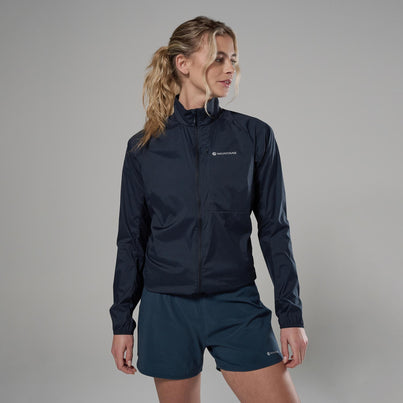 Eclipse Blue Montane Women's Featherlite Windproof Jacket Front FFELJECL
