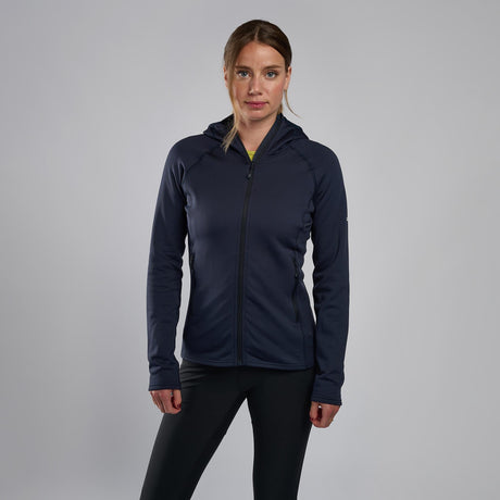 Eclipse Blue Montane Women's Fury Lite Hooded Fleece Jacket Front FFULHECL