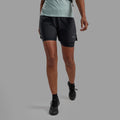 Black Montane Women's Jetstream 6" Trail Running Shorts Model Front FJSS6BLA