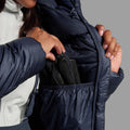 Eclipse Blue Montane Women's Kamen Hooded Down Jacket Model 3 FKAHOECL