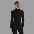 Black Montane Women's Malli Long Sleeve Zip Merino T-Shirt Model Back FMLZTBLA