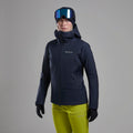 Eclipse Blue Montane Women's Niveus Lite Waterproof Jacket Model Front FNILJECL
