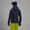 Eclipse Blue Montane Women's Niveus Lite Waterproof Jacket Model Back FNILJECL