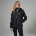 Black Montane Women's Norste Lite Waterproof Jacket Model Front FNLJABLA
