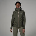 Moss Montane Women's Norste XT Waterproof Jacket Model Front FNXTJMOS