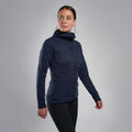 Eclipse Blue Montane Women's Protium Hooded Fleece Jacket Model Front FPRHOECL