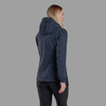 Eclipse Blue Montane Women's Tenacity Hooded Softshell Jacket Model Back FTENHECL