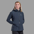 Eclipse Blue Montane Women's Tenacity Hooded Softshell Jacket Model 3 FTENHECL