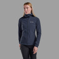 Eclipse Blue Montane Women's Tenacity Nano Hooded Softshell Jacket Model Front FTNNHECL