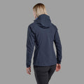 Eclipse Blue Montane Women's Tenacity Nano Hooded Softshell Jacket Model Back FTNNHECL