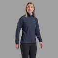 Eclipse Blue Montane Women's Tenacity Nano Softshell Jacket Model Front FTNNJECL