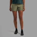 Caper Montane Women's Volantis 4" Shorts Model Front FVO4SCAP