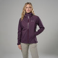 Mulberry Montane Women's Vortic Waterproof Jacket Model Front FVORJMUL