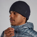 Eclipse Blue Montane Brew Beanie Hat Model Front HBREBECL