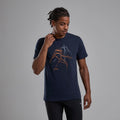 Eclipse Blue Montane Men's Abstract Mountain T-Shirt Model Front MABTTECL