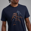 Eclipse Blue Montane Men's Abstract Mountain T-Shirt Model 3 MABTTECL