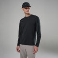 Black Montane Men's Alhena Long Sleeve Merino Blend T-Shirt Model Front MALSTBLA
