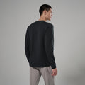 Black Montane Men's Alhena Long Sleeve Merino Blend T-Shirt Model Back MALSTBLA
