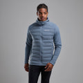 Stone Blue Montane Men's Composite Hooded Down Jacket Model Front MCOHOSTB
