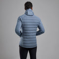 Stone Blue Montane Men's Composite Hooded Down Jacket Model Back MCOHOSTB