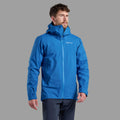 Neptune Blue Montane Men's Cetus Waterproof Jacket Model Front MCTJANEP