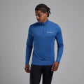 Neptune Blue Montane Men's Dart Zip Neck T-Shirt Model Front MDRZINEP
