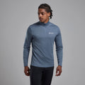 Stone Blue Montane Men's Dart Zip Neck T-Shirt Model Front MDRZISTB