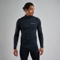 Black Montane Men's Dart XT Thermal Zip Neck Long Sleeved Top Model Front MDXZNBLA