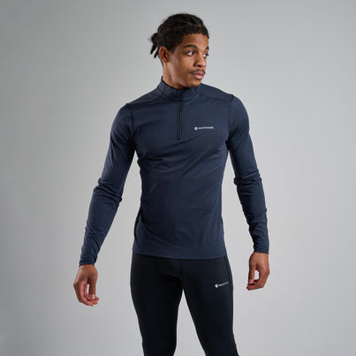 Eclipse Blue Montane Men's Dart XT Thermal Zip Neck Long Sleeved Top Front MDXZNECL