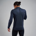Eclipse Blue Montane Men's Dart XT Thermal Zip Neck Long Sleeved Top Model Back MDXZNECL