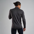 Midnight Grey Montane Men's Dart XT Thermal Zip Neck Long Sleeved Top Model Back MDXZNMNG