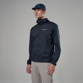 Eclipse Blue Montane Men's Featherlite Hooded Windproof Jacket Model Front MFELHECL