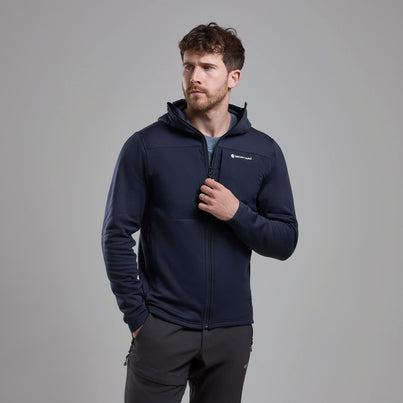 Eclipse Blue Montane Men's Fury XT Hooded Fleece Jacket Front MFRXHECL